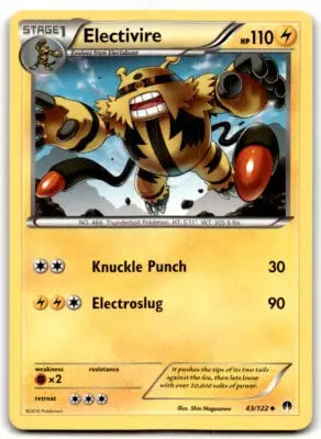 Electivire Pokémon trading card from 2016 XY BREAKpoint with text-align center and normal line-height