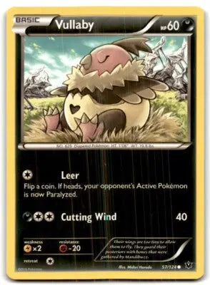 2016 XY Fates Collide Vullaby Pokémon card displayed with text-align center style