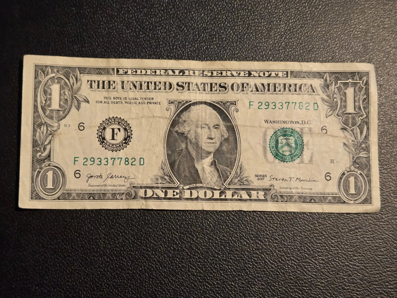 2017 $1 One Dollar Bill Federal Reserve Note Atlanta F - Circulated - Coins & Currency