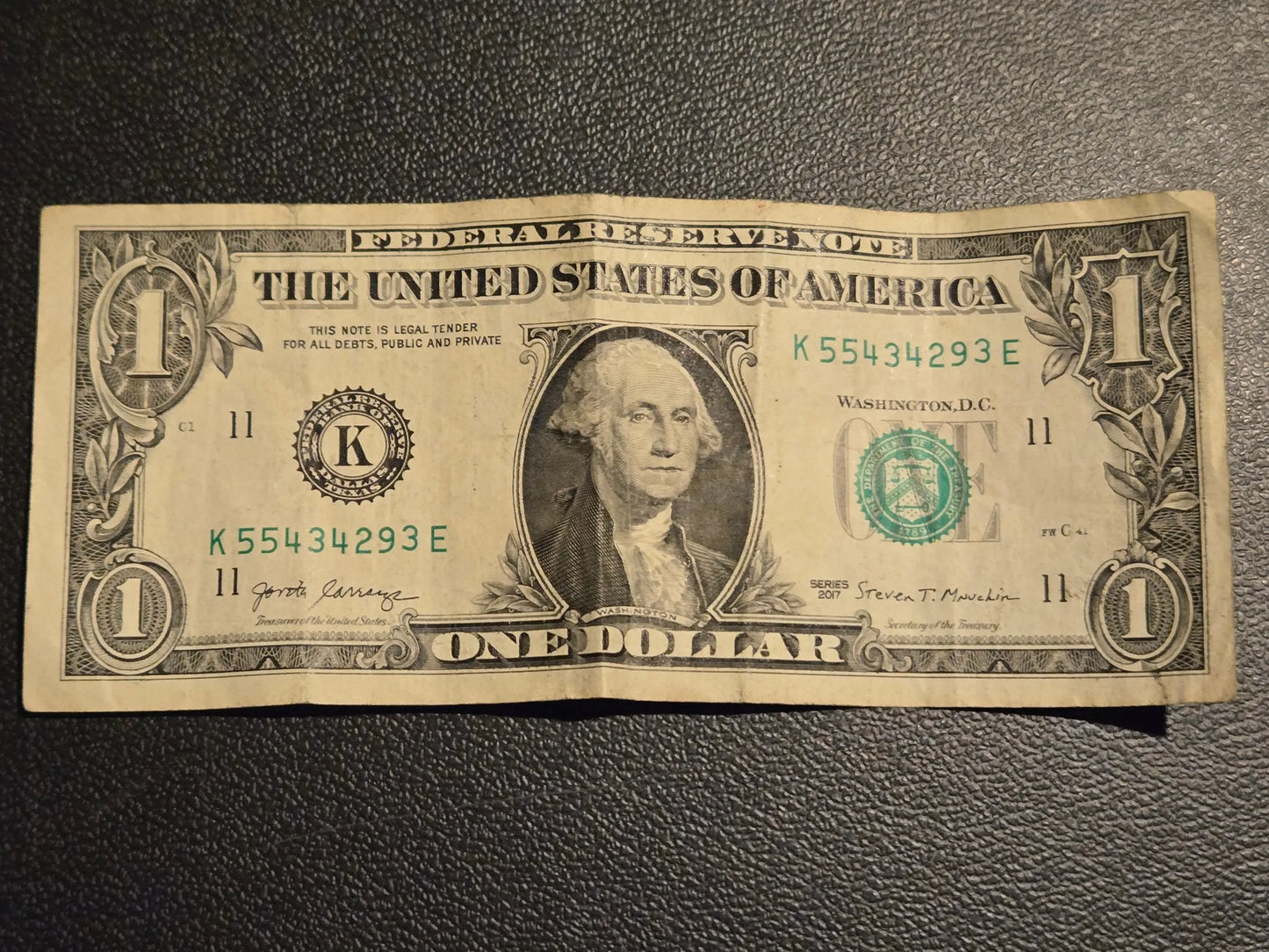 2017 $1 One Dollar Bill Federal Reserve Note Dallas K - Circulated - Coins & Currency