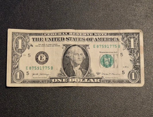 2017 $1 One Dollar Bill Federal Reserve Note Richmond E - Circulated - Coins & Currency