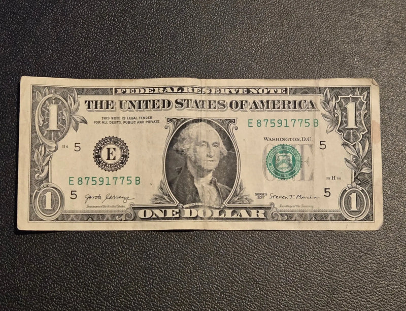 2017 $1 One Dollar Bill Federal Reserve Note Richmond E - Circulated - Coins & Currency