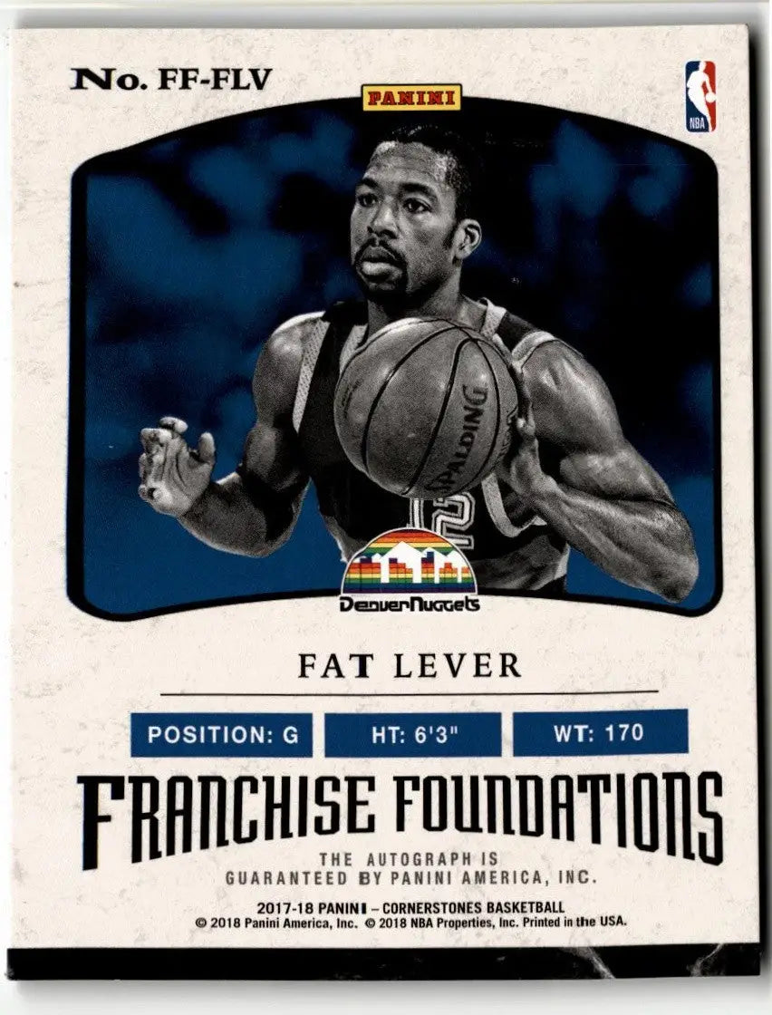 2017-18 Cornerstones Fat Lever Franchise Foundations Signatures Silver #/49 - Basketball Card Single