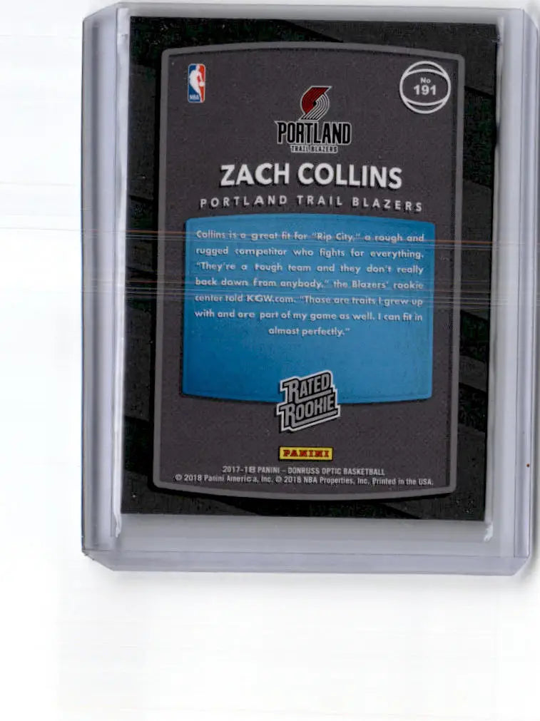 2017-18 Donruss Optic #191 Zach Collins Red and Yellow - Basketball Card Single