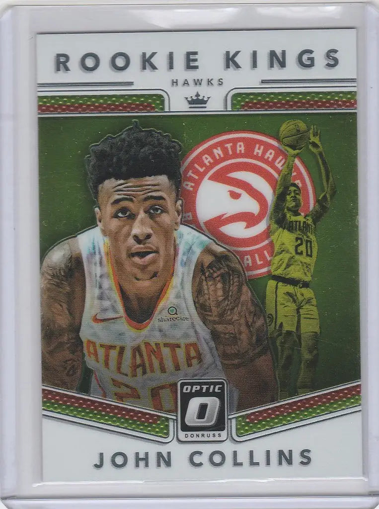 Basketball trading card of John Collins, Atlanta Hawks, Donruss Optic Rookie Kings