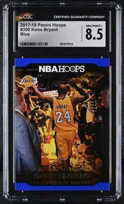 Graded 2017-18 Panini Hoops Kobe Bryant #300 Blue Basketball Card in CGC 8.5