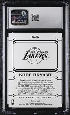 Graded A Panini Hoops Kobe Bryant basketball trading card from 2017-18 series