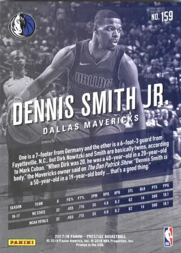 2017-18 Panini Prestige #159 Dennis Smith Jr. NM-MT Mavericks Rookie ID:17099 - Basketball Card Single