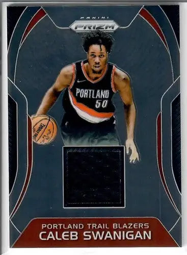 Original gloss Caleb Swanigan Portland Trail Blazers Prizm Sensational Swatches trading card with jersey patch