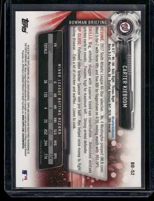2017 Bowman Carter Kieboom #BD-152 Baseball - Baseball Card Single