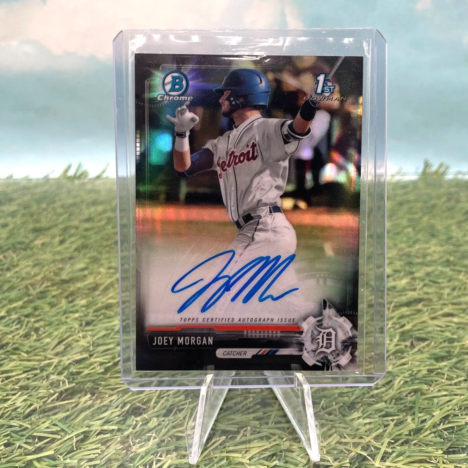 Joey Morgan autographed baseball card 2017 Bowman Chrome Refractor /75 Detroit Tigers