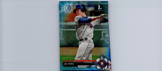 Joe Perez Chrome Sky Blue Refractor trading card 2017 Bowman Draft #BDC-187 #/399