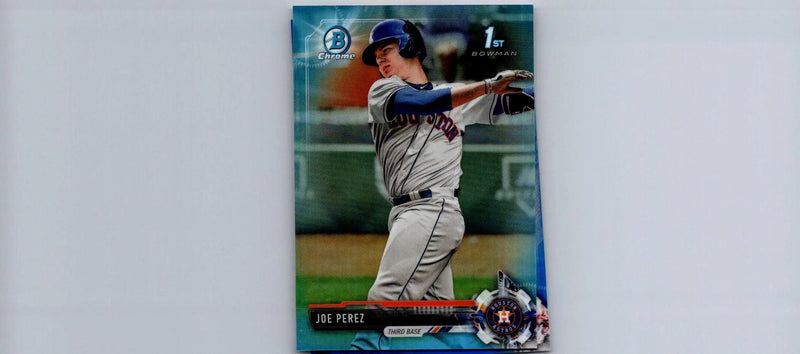 Joe Perez Chrome Sky Blue Refractor trading card 2017 Bowman Draft #BDC-187 #/399