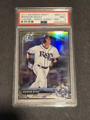 2017 Bowman Draft #BDC100 Brendan Mckay Chrome-White Jersey-Ref. PSA 9 - Baseball Card Single