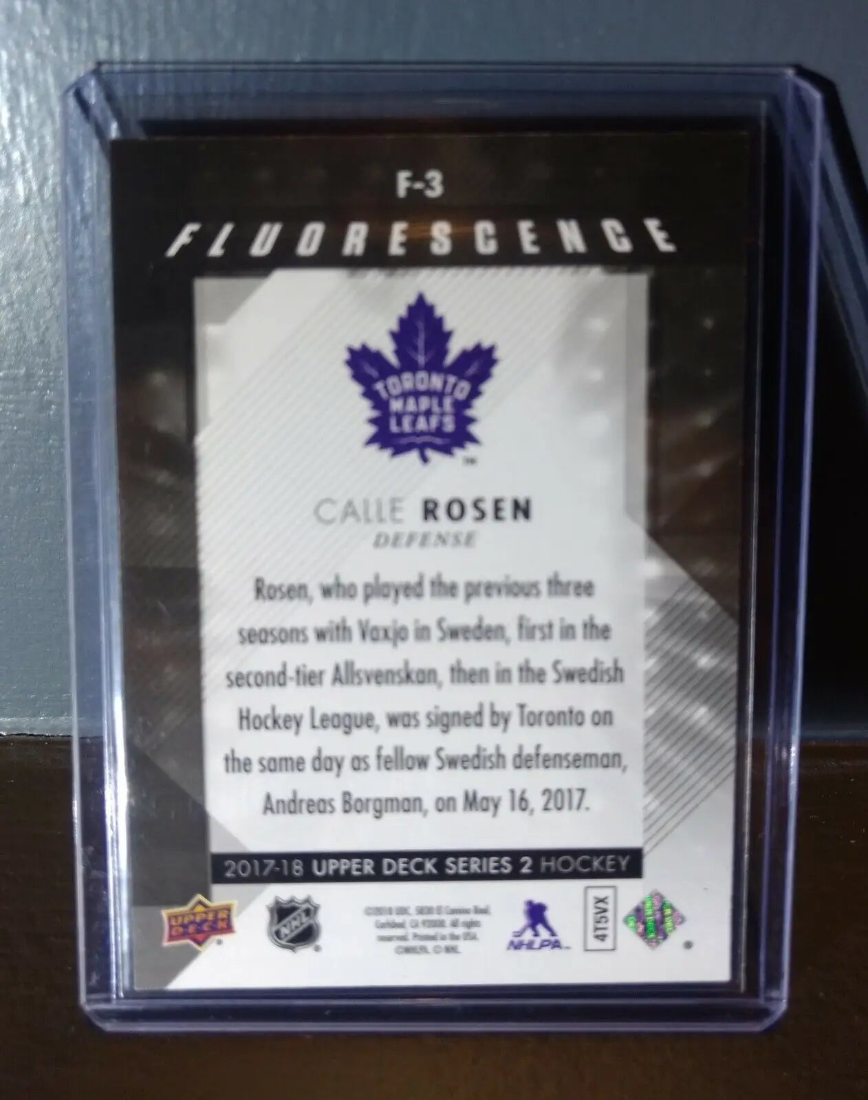 2017 Calle Rosen Upper Deck Fluorescence #F-3 Hockey Card #/150 - Hockey Card Single