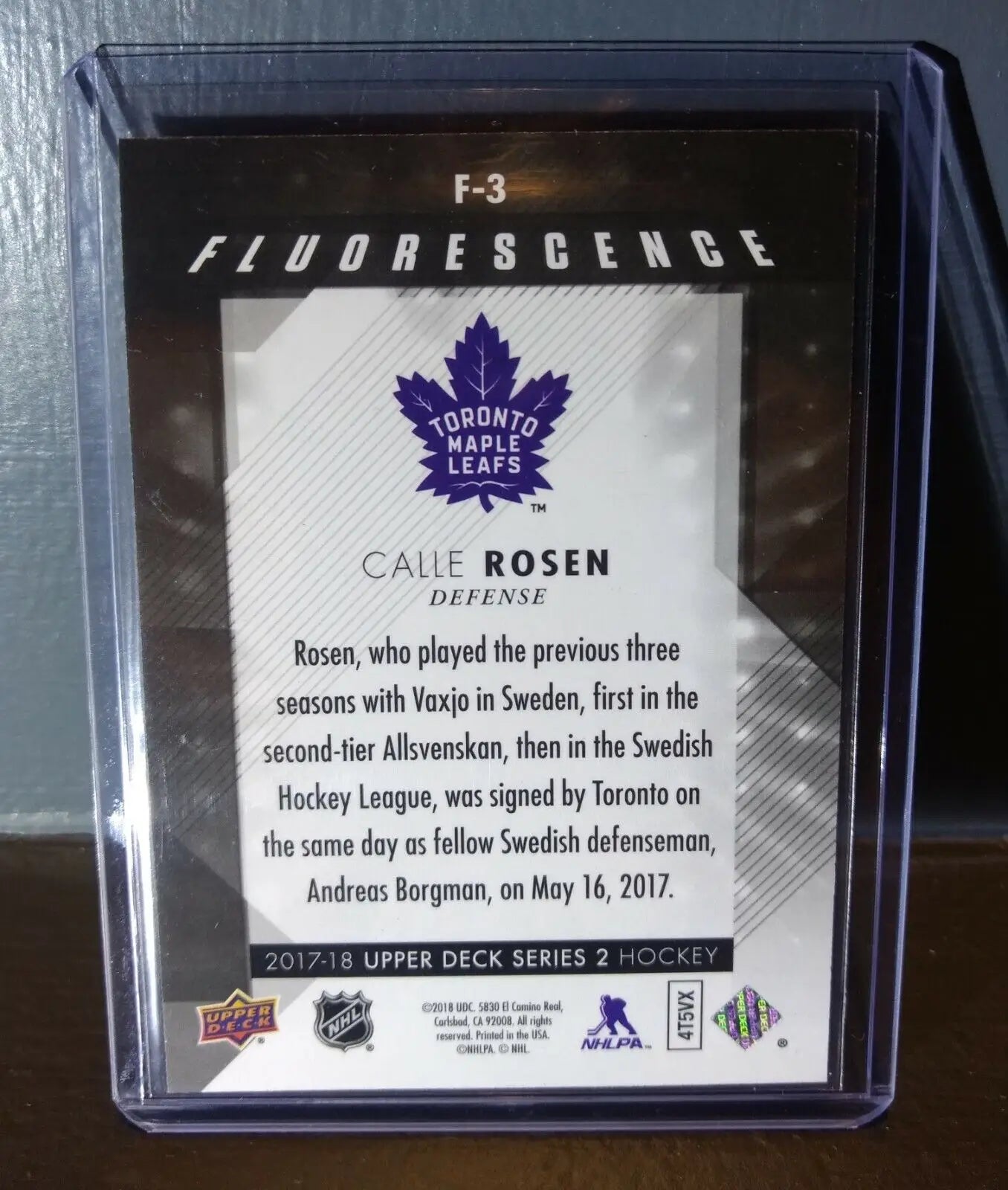 2017 Calle Rosen Upper Deck Fluorescence #F-3 Hockey Card #/150 - Hockey Card Single