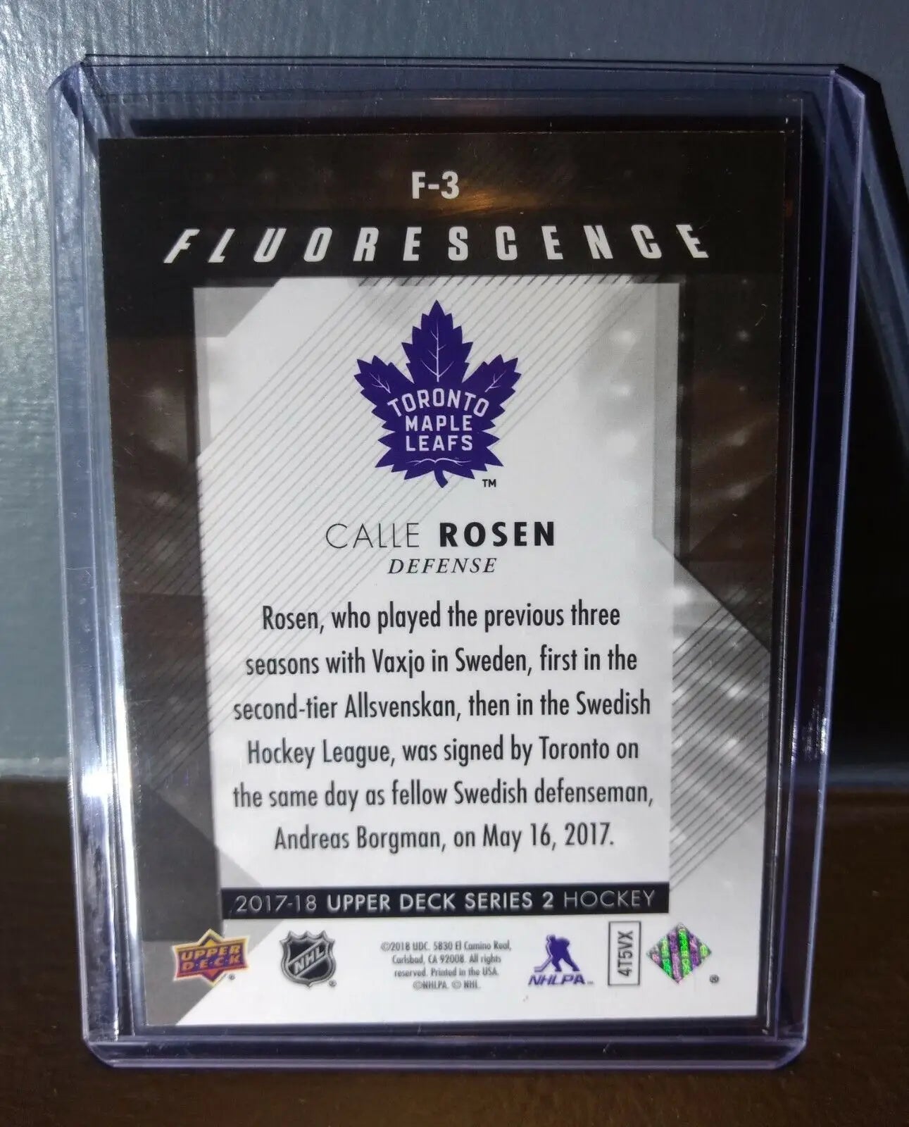 2017 Calle Rosen Upper Deck Fluorescence #F-3 Hockey Card #/150 - Hockey Card Single