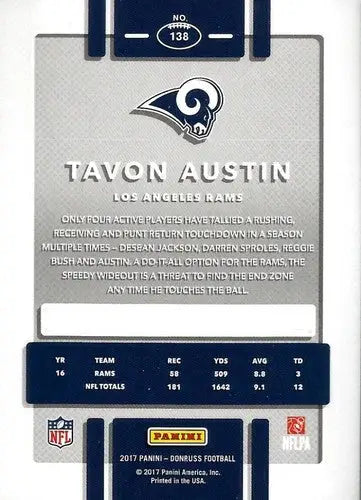 2017 Donruss #138 Tavon Austin NM-MT LA Rams - Football Card Single