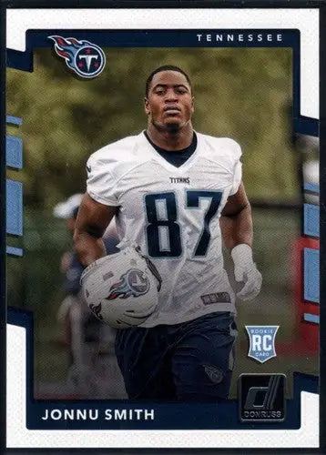 Original gloss of Jonnu Smith rookie Titans football card from 2017 Donruss series