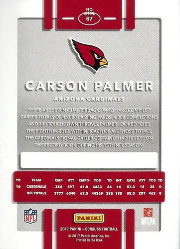 2017 Donruss #67 Carson Palmer NM-MT Cardinals ID:523 - Football Card Single