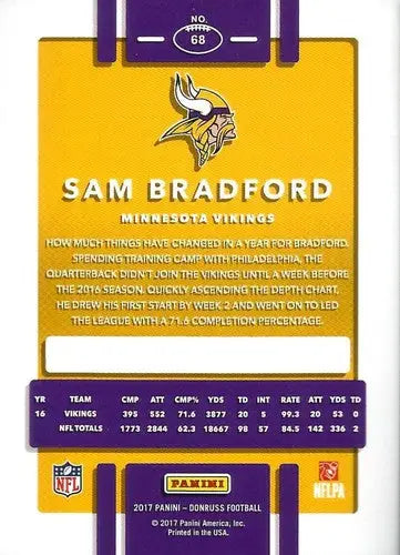 2017 Donruss #68 Sam Bradford NM-MT Vikings - Football Card Single