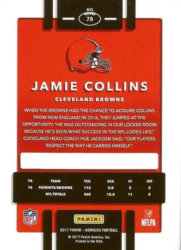 2017 Donruss #78 Jamie Collins NM-MT Browns ID:527 - Football Card Single
