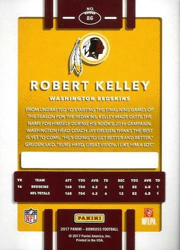 2017 Donruss #86 Robert Kelley NM-MT Redskins - Football Card Single