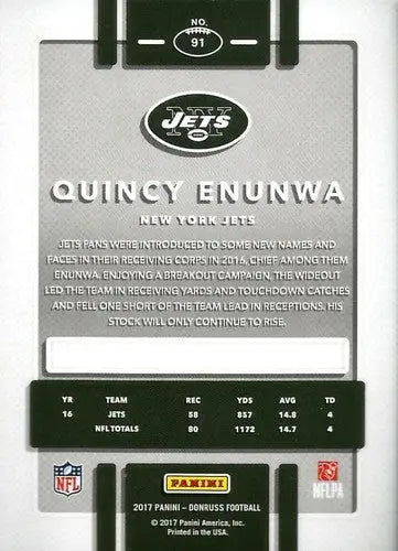 2017 Donruss #91 Quincy Enunwa NM-MT NY Jets - Football Card Single