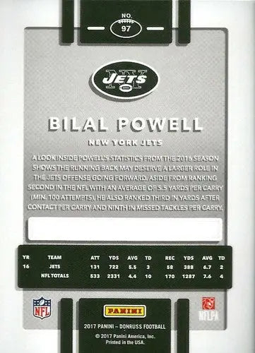 2017 Donruss #97 Bilal Powell NM-MT NY Jets - Football Card Single