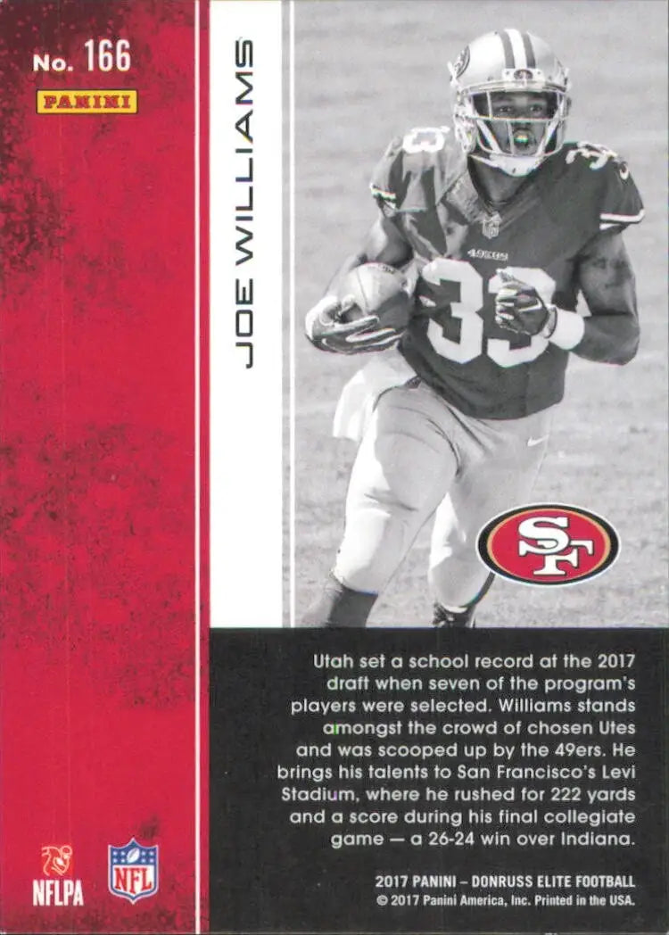 2017 Donruss Elite #166 Joe Williams /499 Rookie San Francisco 49ers Football