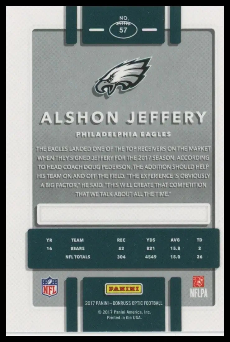 2017 Donruss Optic Alshon Jeffery #57 Philadelphia Eagles Football Card NFL