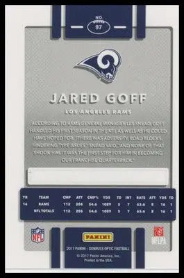 2017 Donruss Optic Jared Goff 97 Los Angeles Rams - Football Card Single