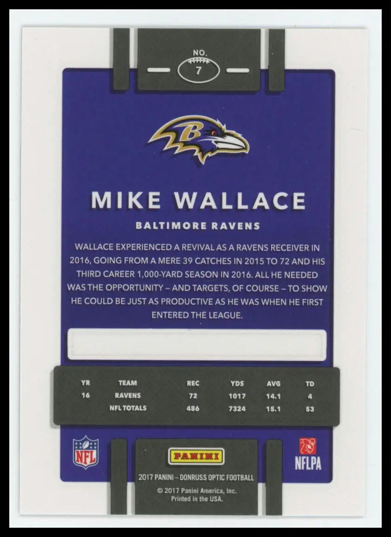 2017 Donruss Optic Mike Wallace 7 Baltimore Ravens - Football Card Single
