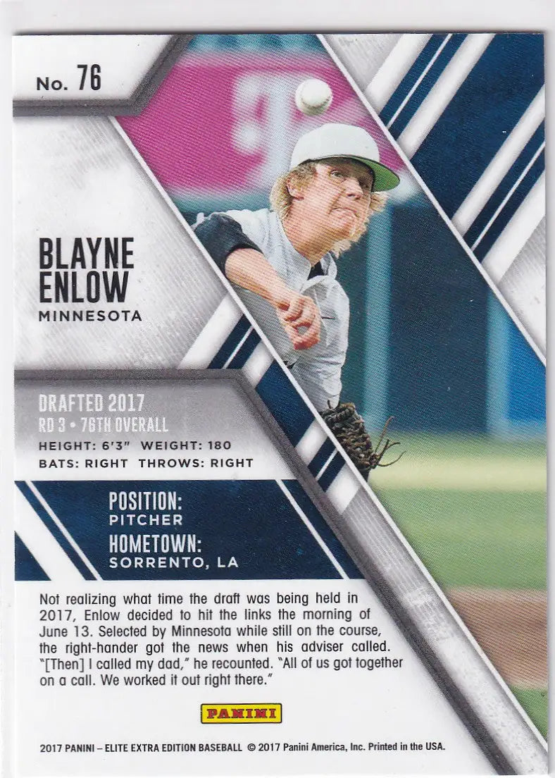 2017 ELITE EXTRA #76 BLAYNE ENLOW PURPLE 103/200- MINNESOTA TWINS - Baseball Card Single