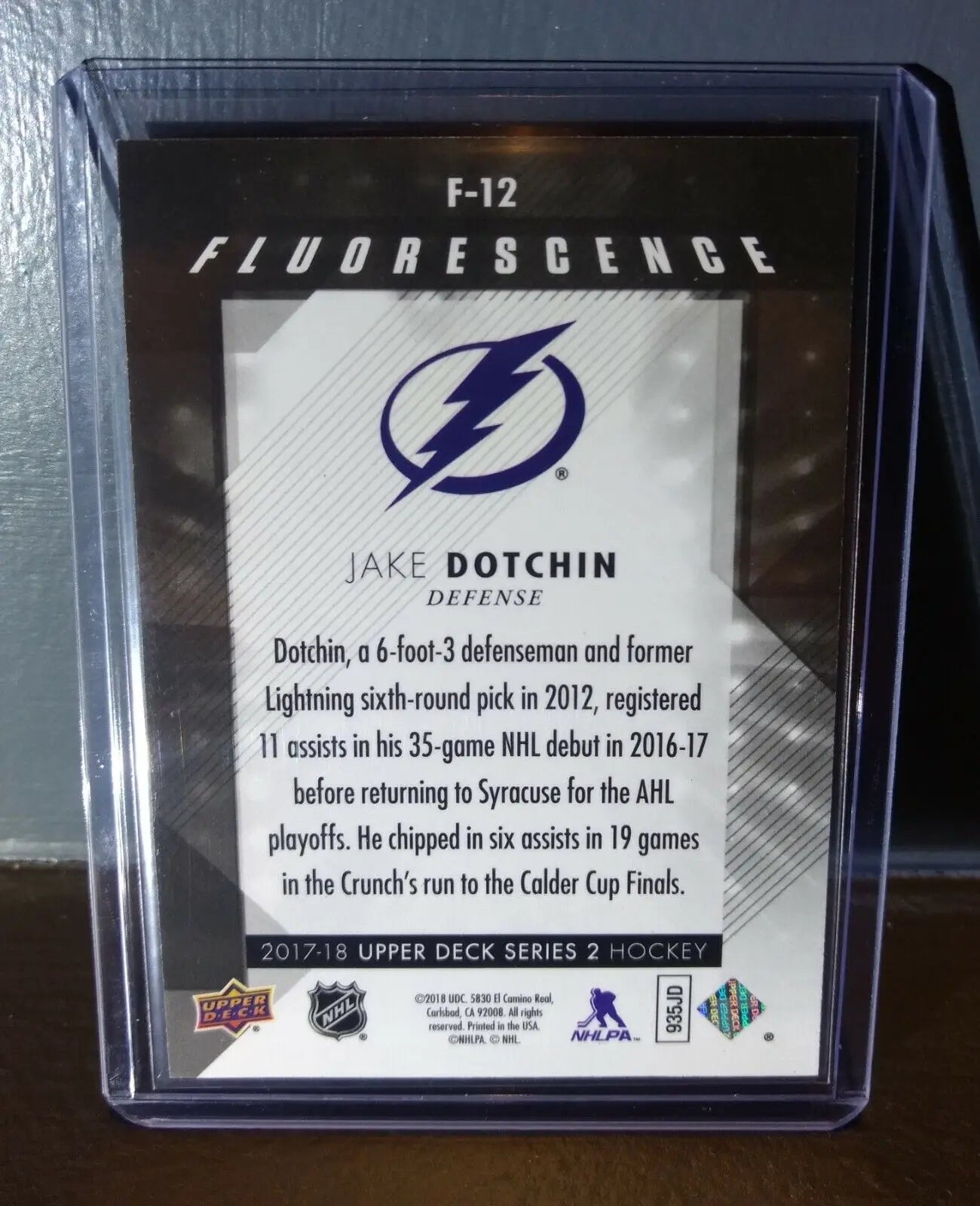 2017 Jake Dotchin Upper Deck Fluorescence #F-12 Hockey Card #/150