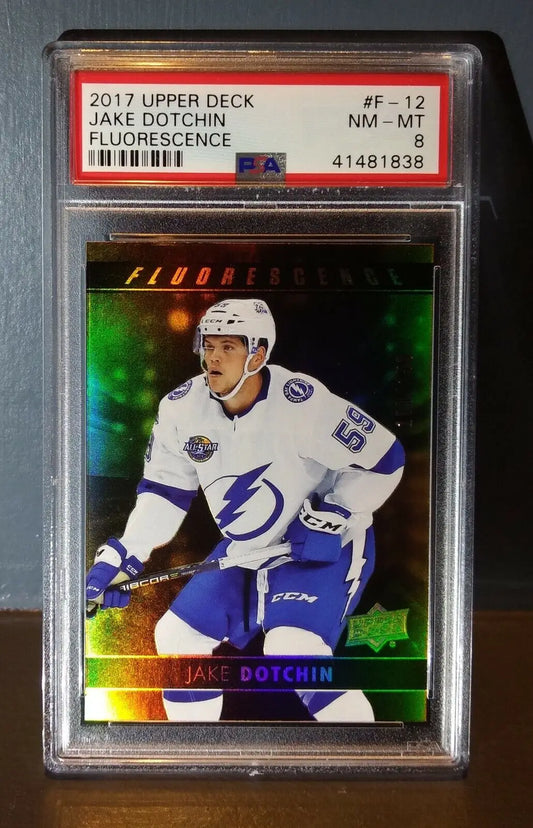 2017 Jake Dotchin Upper Deck Fluorescence #F-12 Hockey Card - PSA 8 NM-MINT - Hockey Card Single