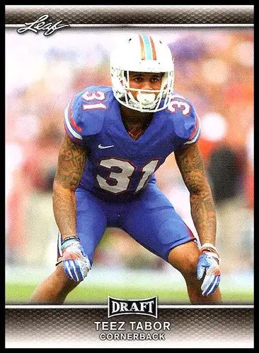 2017 Leaf Draft Teez Tabor football card with original gloss, NM-MT condition
