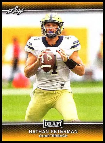 Nathan Peterman football card from 2017 Leaf Draft Gold showcasing collectible draft gold memorabilia