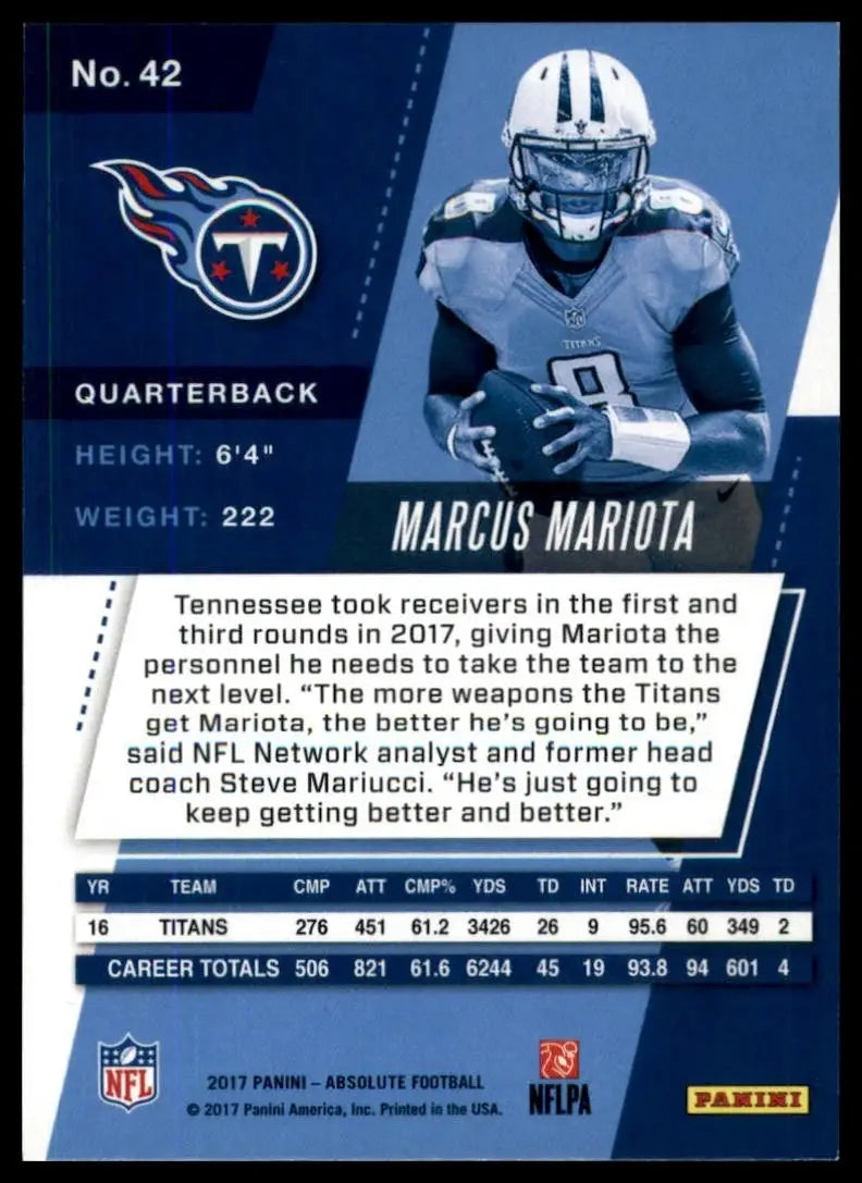 2017 Panini Absolute - Marcus Mariota #42 - Football Card Single