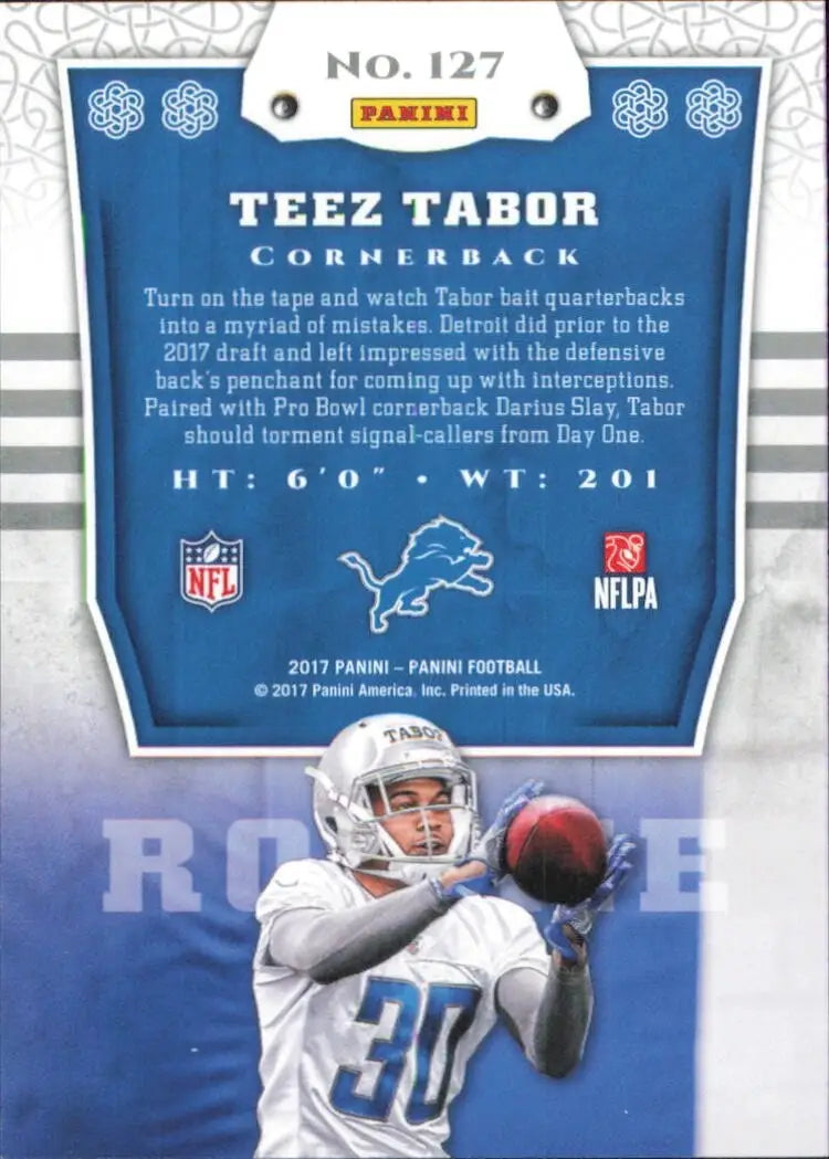 2017 Panini Bravery #127 Teez Tabor /199 Rookie Detroit Lions Football Card NFL - Football Card Single