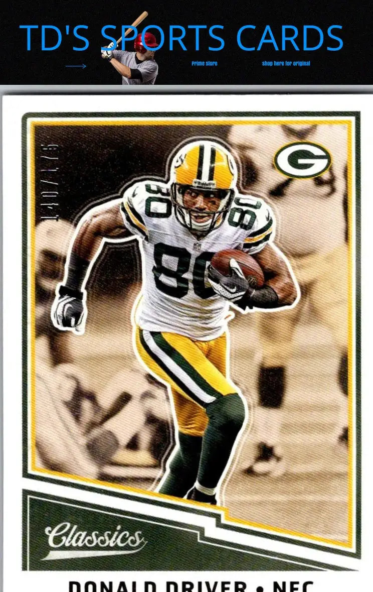 Football trading card featuring Donald Driver Blue Back from Panini Classics 2017