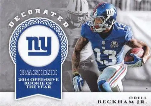 Original gloss Odell Beckham Jr. football card from 2017 Panini Decorated Simply Sandoval NM-MT NY Giants