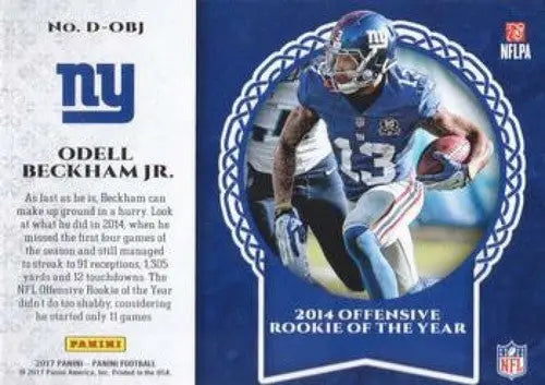 Original gloss Odell Beckham Jr. football card from 2017 Panini Decorated NM-MT