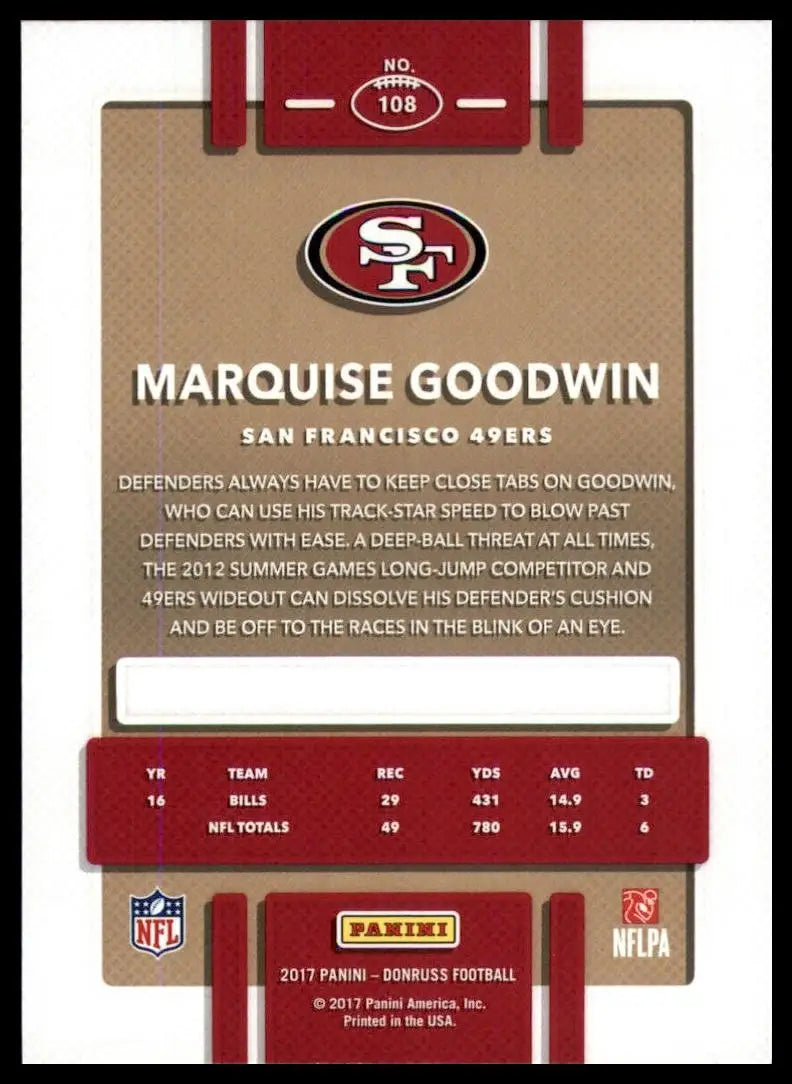 2017 Panini Donruss - Marquise Goodwin #108
