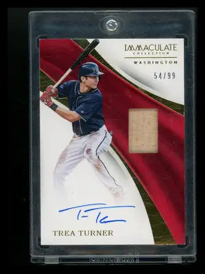 2017 Panini Immaculate Collection Trea Turner #IMS-TR Auto 54/99 Player-used - Baseball Card Single