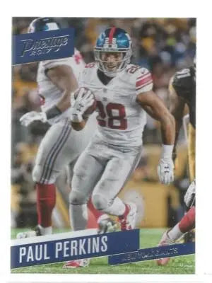 2017 Panini Prestige Paul Perkins football trading card with original gloss featuring NY Giants