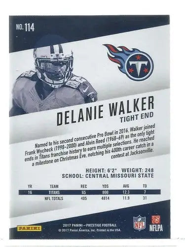 2017 Panini Prestige #114 Delanie Walker NM-MT Titans - Football Card Single