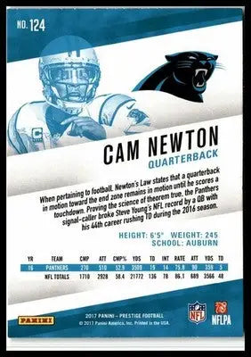 2017 Panini Prestige #124 Cam Newton - Football Card Single