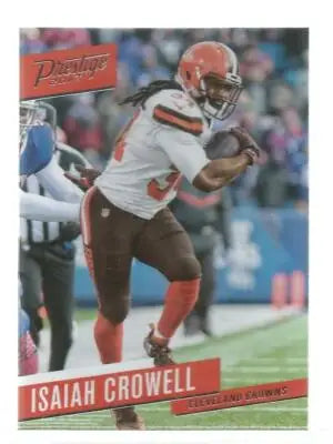 Original gloss football trading card featuring Isaiah Crowell in Browns uniform from Panini Prestige