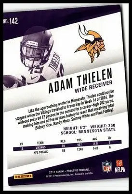 2017 Panini Prestige #142 Adam Thielen - Football Card Single